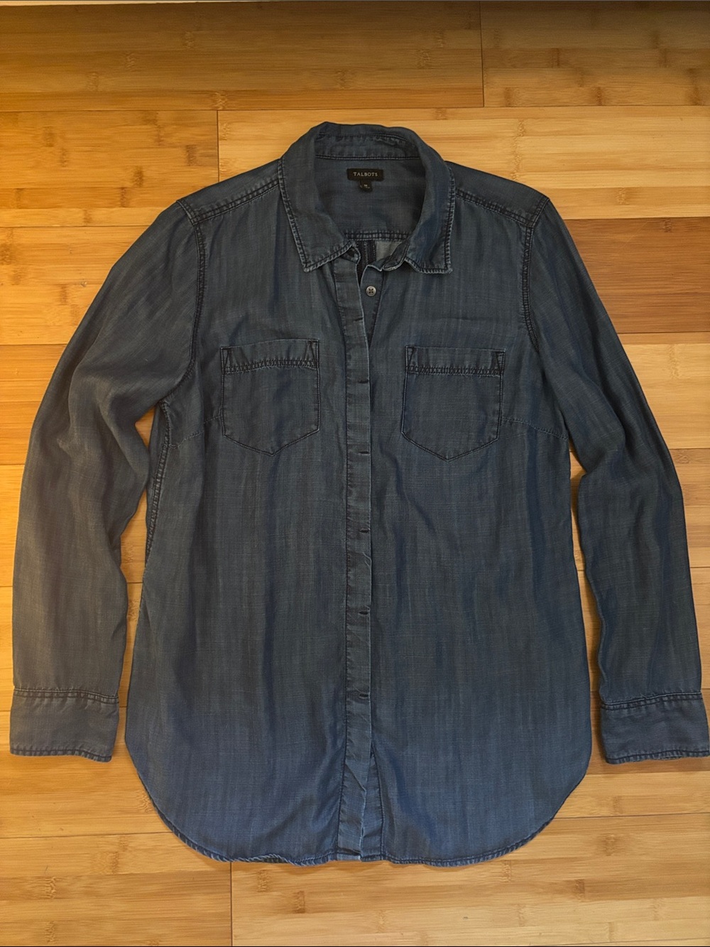 Talbots Blue Denim-Style Button Front Shirt